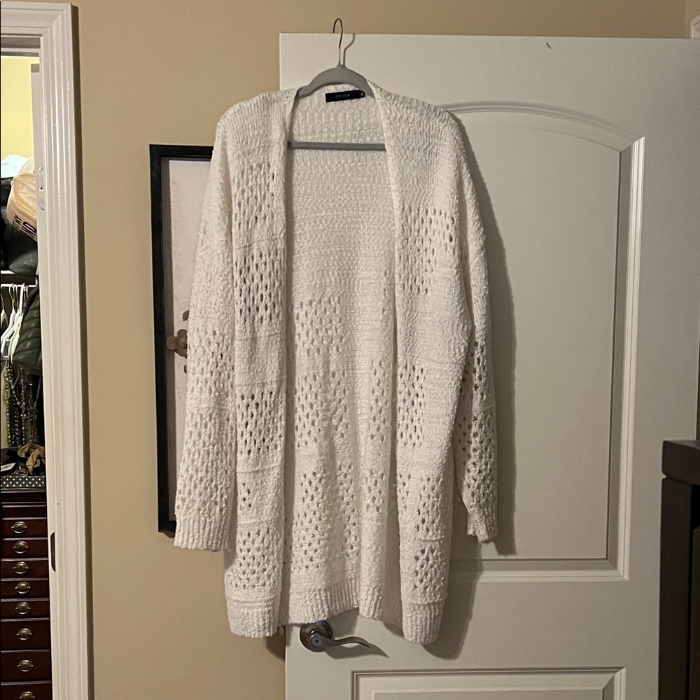 Elegant White Open-Knit Cardigan